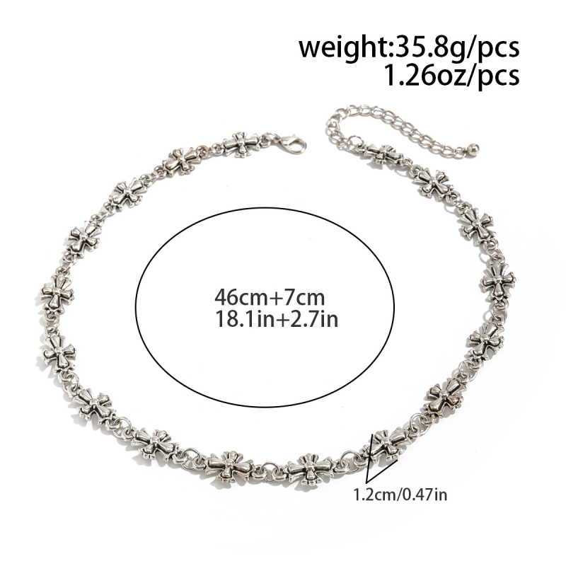 Muški lančić s križem, geometrijski metalni privjesak, klasična lančana, ručno izrađeno, duljina 41–50 cm