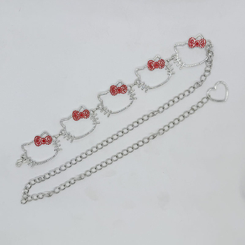 Lanac za struk Kitty Cat s kristalima, metalni, retro stil