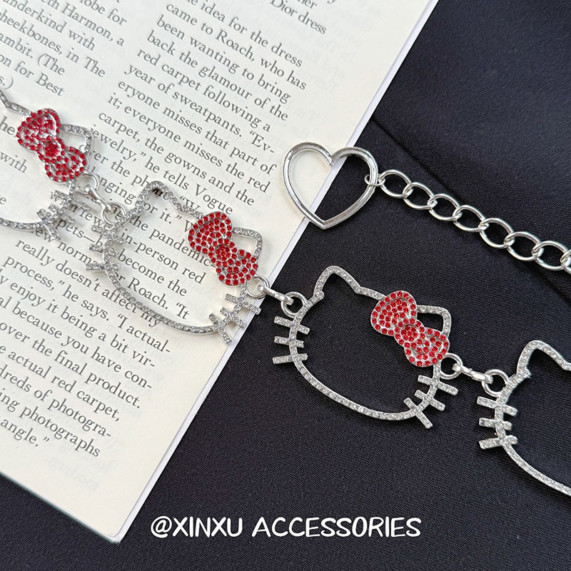Lanac za struk Kitty Cat s kristalima, metalni, retro stil