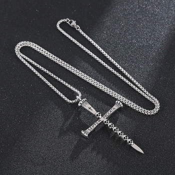 Geometrijski ogrlica s križem od titan čelika, privjesak od legure, unisex, hip-hop stil, duljina lanca 61–70 cm