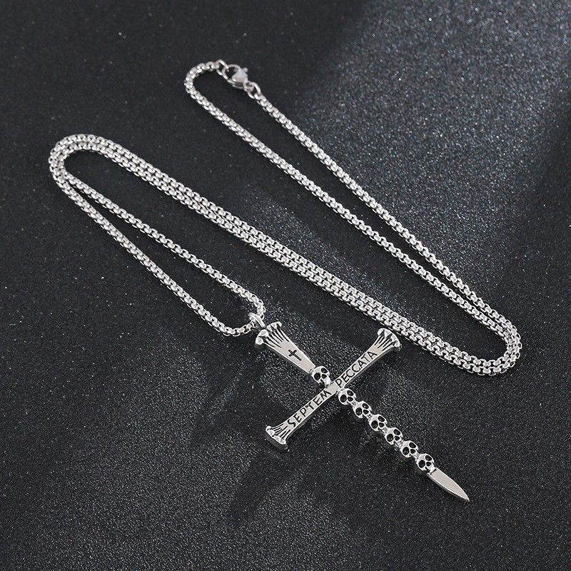 Geometrijski ogrlica s križem od titan čelika, privjesak od legure, unisex, hip-hop stil, duljina lanca 61–70 cm