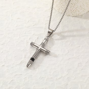 Unisex ogrlica od nehrđajućeg čelika s križem, motiv točkica, retro dizajn, podesiva duljina 51–60 cm