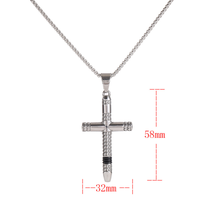 Unisex ogrlica od nehrđajućeg čelika s križem, motiv točkica, retro dizajn, podesiva duljina 51–60 cm
