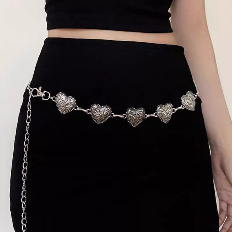 Ženski metalni lanac za struk – srebrni, svestran dodatak za haljine, retro stil