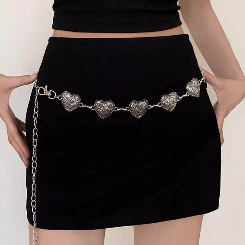 Ženski metalni lanac za struk – srebrni, svestran dodatak za haljine, retro stil