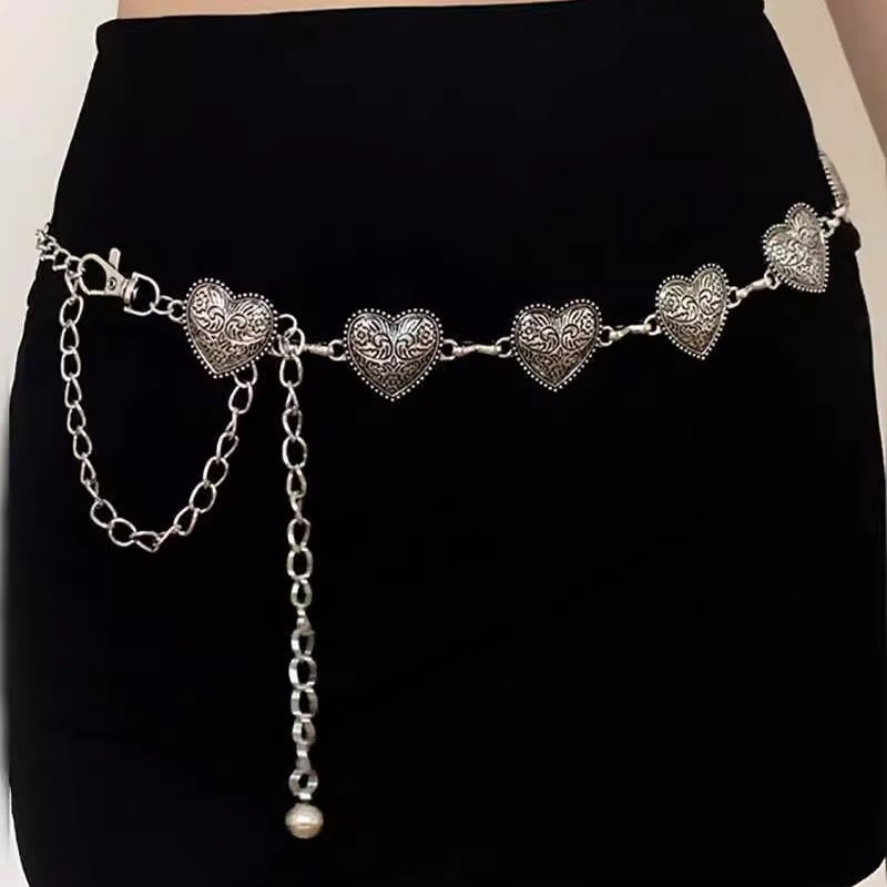 Ženski metalni lanac za struk – srebrni, svestran dodatak za haljine, retro stil