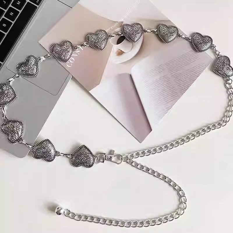 Ženski metalni lanac za struk – srebrni, svestran dodatak za haljine, retro stil