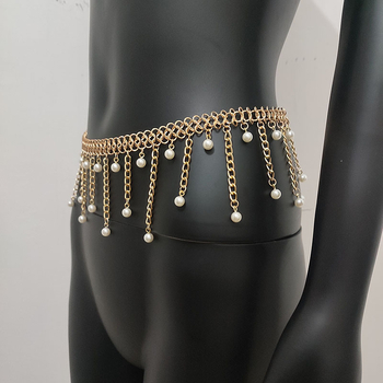 Metalni kaiš za bokove za belly dance s bisernim privjeskom, elegantan dizajn, duljina 80–100 cm, širina 3–20 mm
