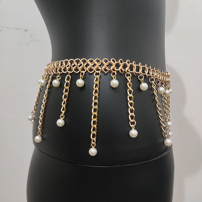 Metalni kaiš za bokove za belly dance s bisernim privjeskom, elegantan dizajn, duljina 80–100 cm, širina 3–20 mm