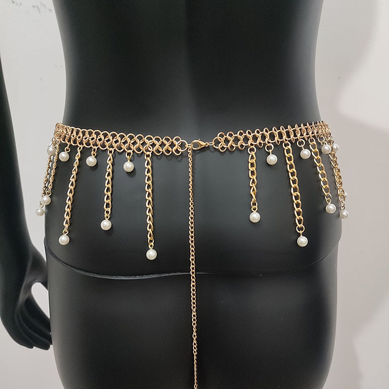 Metalni kaiš za bokove za belly dance s bisernim privjeskom, elegantan dizajn, duljina 80–100 cm, širina 3–20 mm
