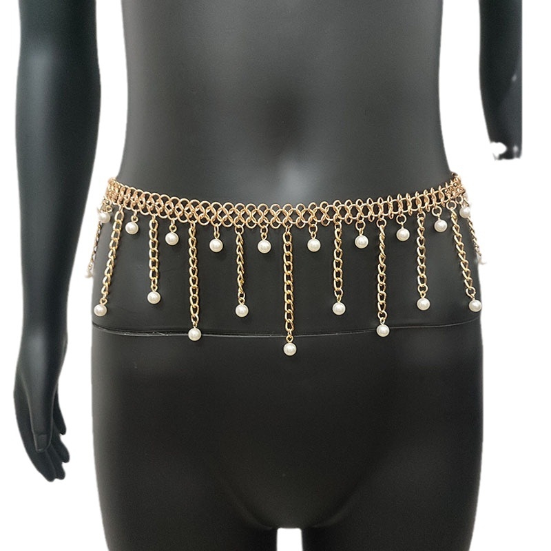 Metalni kaiš za bokove za belly dance s bisernim privjeskom, elegantan dizajn, duljina 80–100 cm, širina 3–20 mm