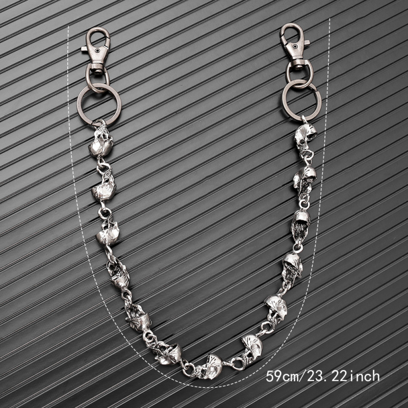 Gotički punk metalni lanac za struk sa lubanjom, sjajna završna obrada, unisex, 59 cm