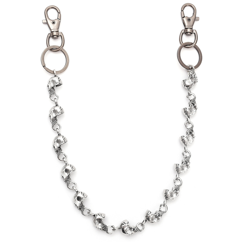 Gotički punk metalni lanac za struk sa lubanjom, sjajna završna obrada, unisex, 59 cm