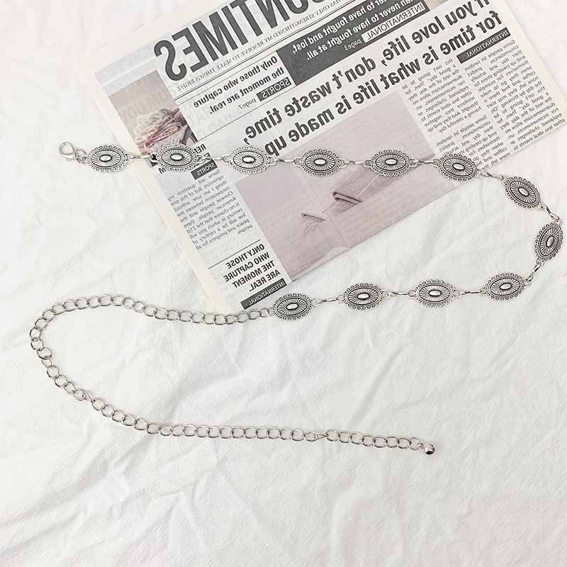 Retro srebrni lanac za struk s valovitim dizajnom, boemski stil, uz vrhunski pojas – ljetni metalni dodatak