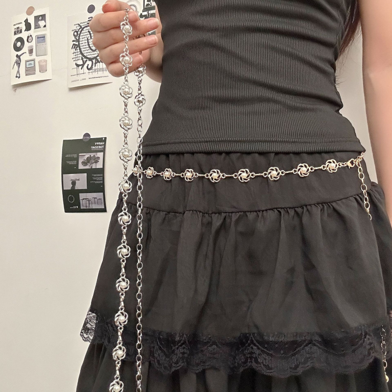 Unisex kaiš za struk za haljine – vrhunski dekorativni metalni pojas s perlama ugraviranim motívom cvijeta šljive, hip-hop stil