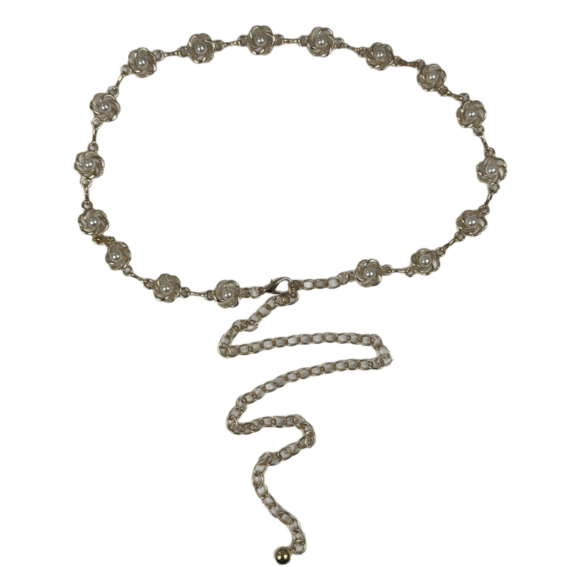 Unisex kaiš za struk za haljine – vrhunski dekorativni metalni pojas s perlama ugraviranim motívom cvijeta šljive, hip-hop stil