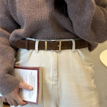 Ženski kaiš s kopčom na pin, širina 3,2 cm, moderan, jednostavan i svestran za haljine i traperice, umjetna koža s mat završnom obradom
