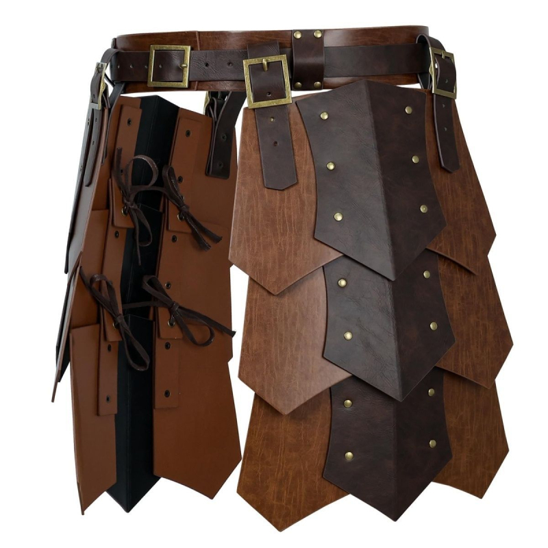 Szegecses bőrpáncél-szoknya északi Viking-stílusú cosplayhez és színházi kellékekhez