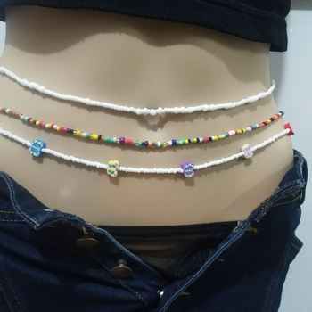 Ženski kaiš za tijelo s leptirima od polimerne gline i perlama, 3-dijelni set lanaca za tijelo, duljina 115 cm