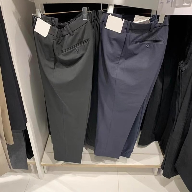 Muške elastične hlače do gležnja, poslovno casual, ravni kroj, pamuk