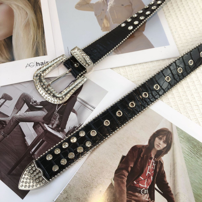 Ženski kaiš s kamenčićima i rhinestones, moderan i jedinstven kaiš s ukrasnim rivama za traperice, luksuzni dekorativni dodatak, trendovski