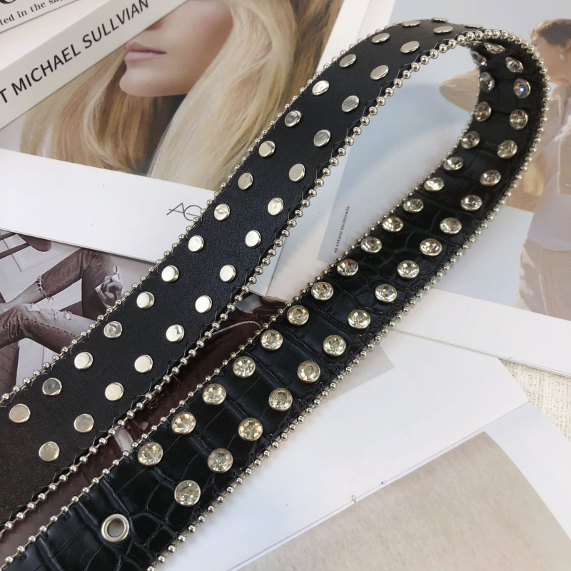 Ženski kaiš s kamenčićima i rhinestones, moderan i jedinstven kaiš s ukrasnim rivama za traperice, luksuzni dekorativni dodatak, trendovski