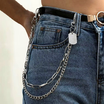 Metalni lanac za pojas s geometrijskim lancima, sjajan završetak, unisex