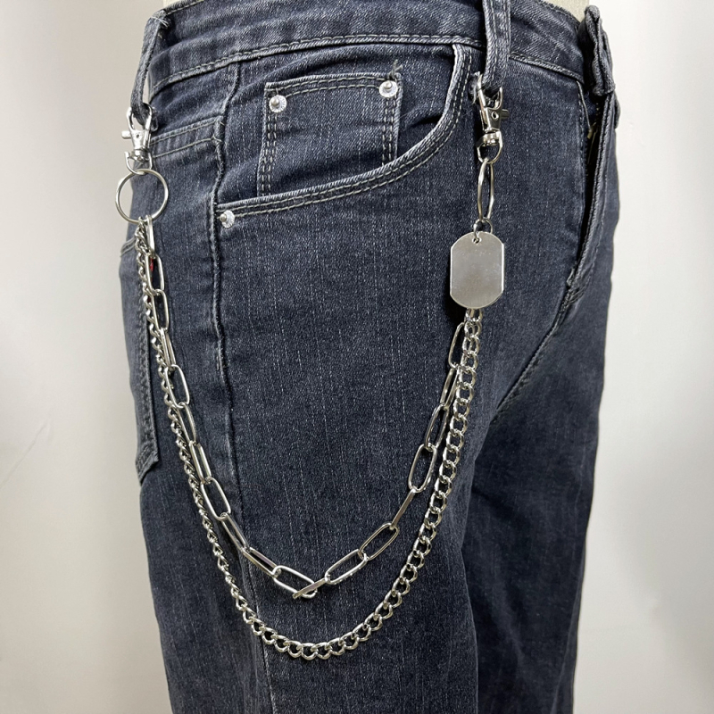 Metalni lanac za pojas s geometrijskim lancima, sjajan završetak, unisex