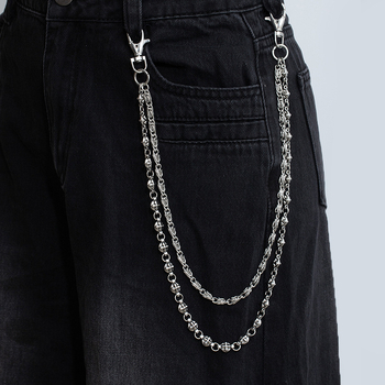 Dvoslojni metalni kaiš za struk za traperice – hip-hop stil, unisex, duljina do 60 cm, širina 2–4 cm