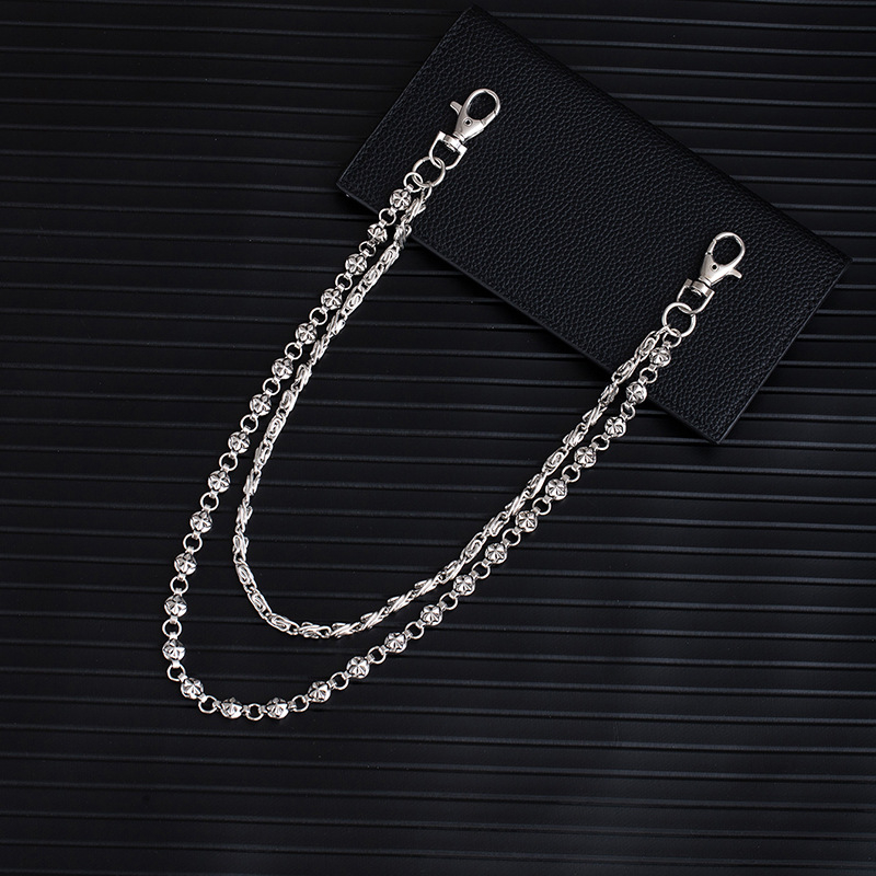 Dvoslojni metalni kaiš za struk za traperice – hip-hop stil, unisex, duljina do 60 cm, širina 2–4 cm