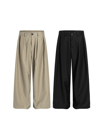 DC+C893 Lagani luksuz: unisex široke hlače, opuštene, s drapiranjem, plisirane, do poda