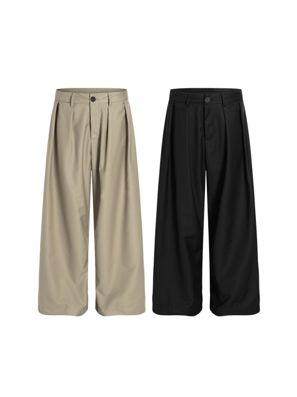 DC+C893 Lagani luksuz: unisex široke hlače, opuštene, s drapiranjem, plisirane, do poda
