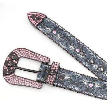 Remen s kristalima i kopčom od legure s lubanjom, punk stil, širina 2-4 cm, veličine 105/115/125