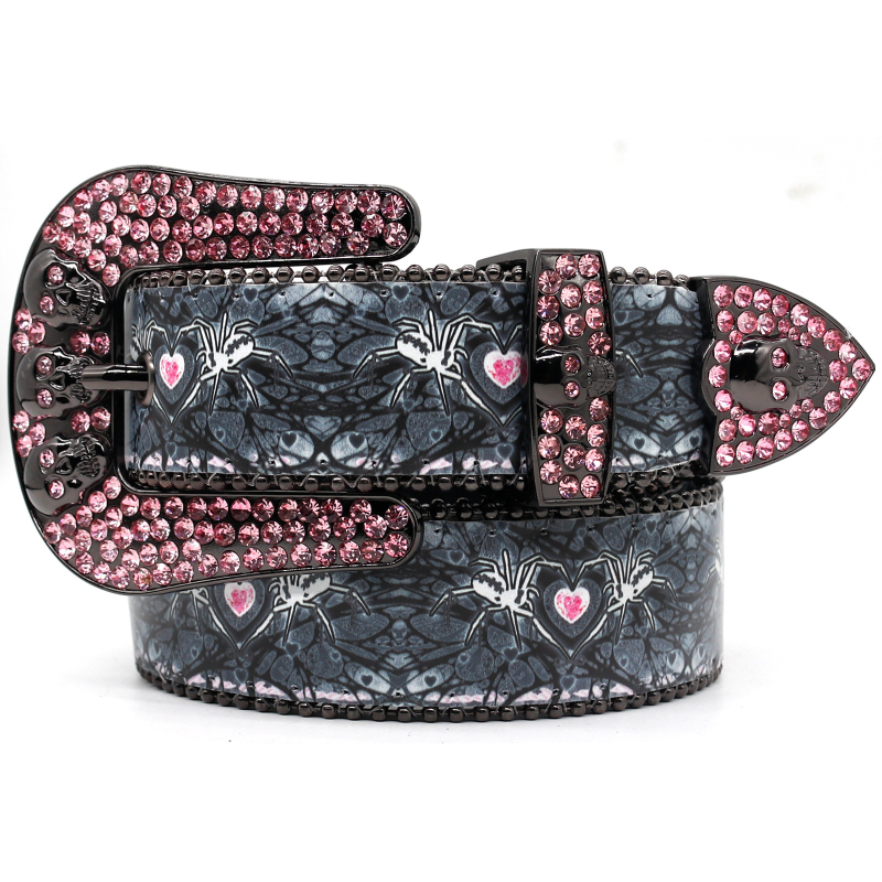 Remen s kristalima i kopčom od legure s lubanjom, punk stil, širina 2-4 cm, veličine 105/115/125