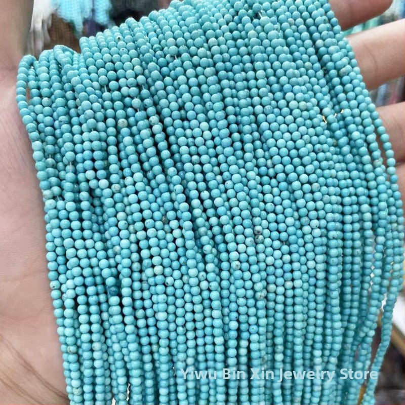 Prirodne tirkizne perle, okrugle 4 mm, plavo-zelene perle za DIY nakit