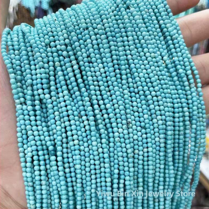 Prirodne tirkizne perle, okrugle 4 mm, plavo-zelene perle za DIY nakit