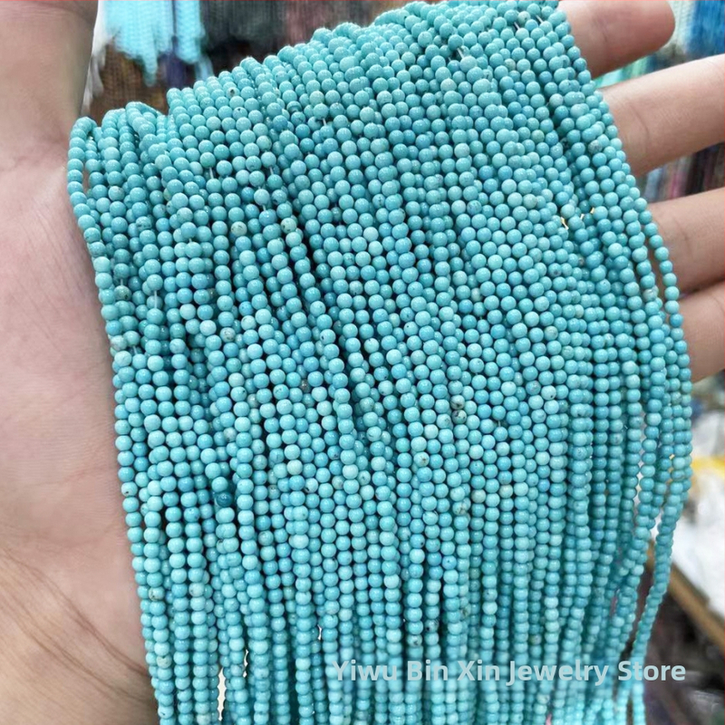 Prirodne tirkizne perle, okrugle 4 mm, plavo-zelene perle za DIY nakit