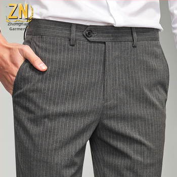 070 Prugaste muške hlače od odijela, proljeće-ljeto, ravnih krojeva, poslovne hlače, slim fit