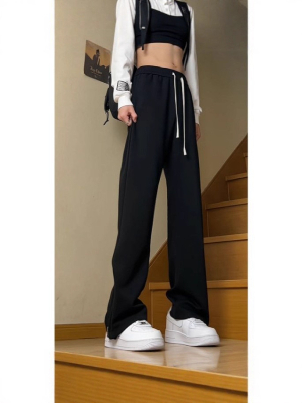 Cleanfit muške hlače za trening u američkom stilu s bočnim zatvaračem, ravni kroj, jesen-zimski model, svestrane sportsko-urbane hlače