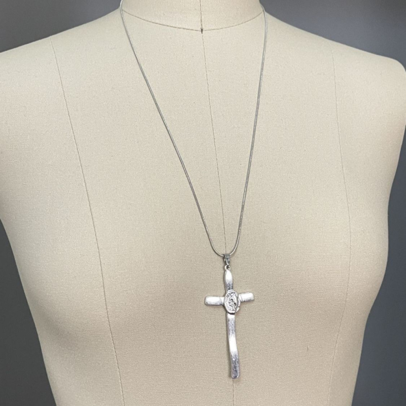 Ženski Y2K vintage križni ogrlica — višeslojna lančana ogrlica s križnim privjeskom, minimalistički punk stil
