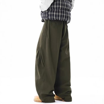 Мъжки японски ретро кежуъл панталони за работа, свободен широк крак до пода, пролет-есен 2025, нов модел