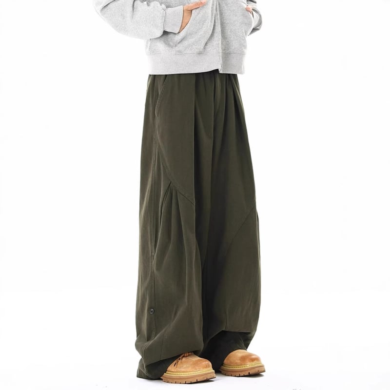 Мъжки японски ретро кежуъл панталони за работа, свободен широк крак до пода, пролет-есен 2025, нов модел