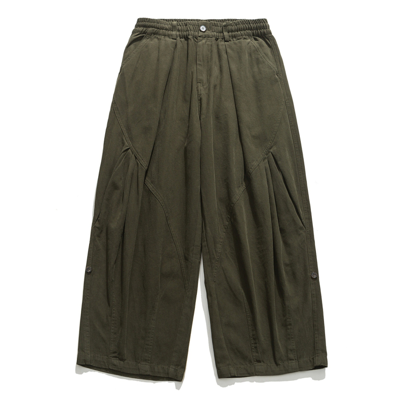 Мъжки японски ретро кежуъл панталони за работа, свободен широк крак до пода, пролет-есен 2025, нов модел