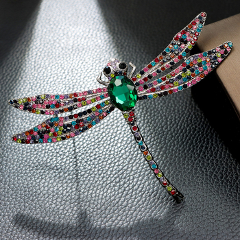 Broš dragonfly s dijamantima, retro stil, velika insekta-inspirirana ukras za žene, dvije boje