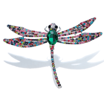 Broš dragonfly s dijamantima, retro stil, velika insekta-inspirirana ukras za žene, dvije boje