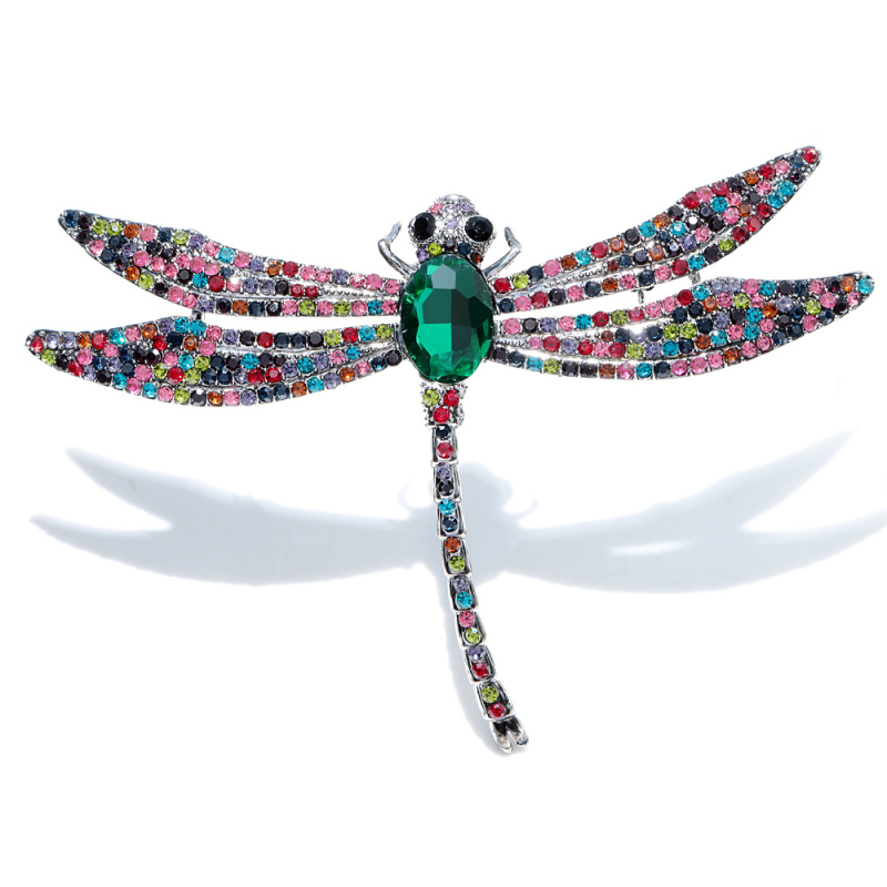 Broš dragonfly s dijamantima, retro stil, velika insekta-inspirirana ukras za žene, dvije boje