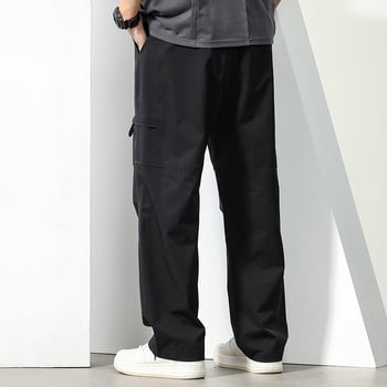 Плюс размер мъжки карго панталони, лято 2024, прави крачоли, свободно прилягане, ежедневни широки панталони