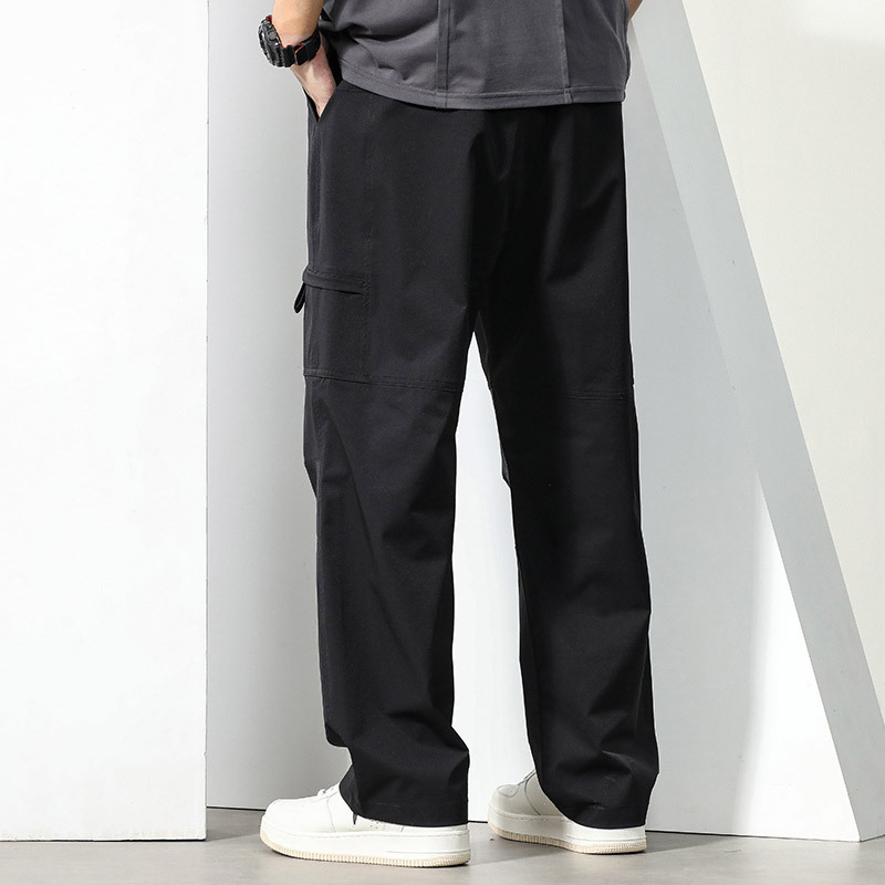 Плюс размер мъжки карго панталони, лято 2024, прави крачоли, свободно прилягане, ежедневни широки панталони