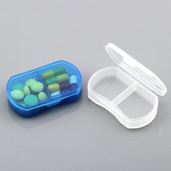 Mini prijenosna plastična kutija za lijekove s dva pretinca i mogućnošću tiska logotipa