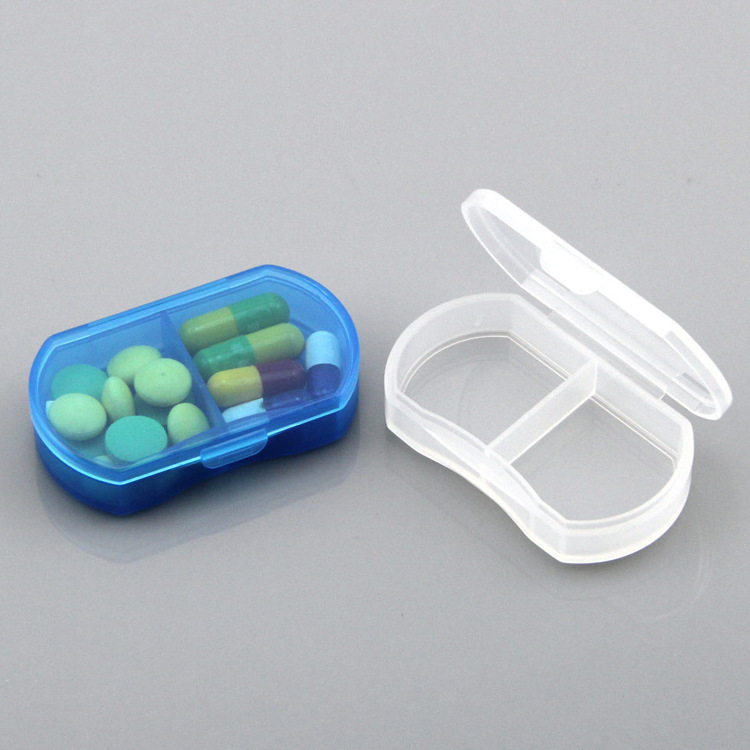Mini prijenosna plastična kutija za lijekove s dva pretinca i mogućnošću tiska logotipa